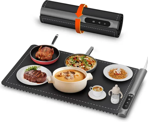 Miniatura 9 de Newise Tapete de calentamiento de grafeno mejorado para alimentos, bandeja de calentamiento eléctrico de calentamiento rápido con 6 ajustes