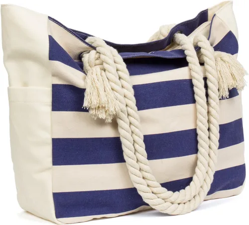 Miniatura 8 de Malirona Bolso grande de viaje a la playa con asa de cuerda de algodón, XL, Casual
