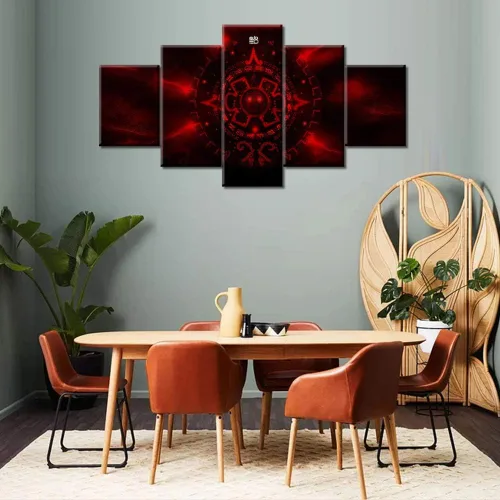 Miniatura 72 de Arte de pared con varios paneles, calendario maya, imágenes de piedra del sol, pinturas de civilización azteca sobre lienzo, sala de estar