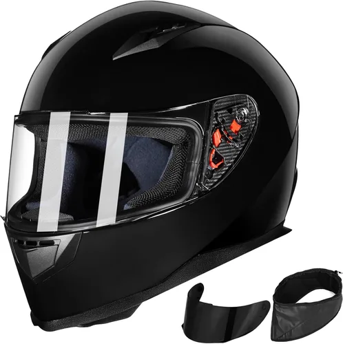 Miniatura 7 de ILM - Casco integral para motocicleta y bicicleta urbana, con bufanda de invierno extraíble, 2 viseras, modelo aprobado por DOT JK313
