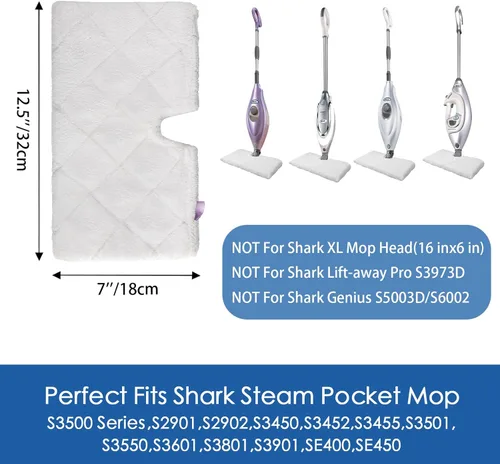 Miniatura 2 de S3501 S3601 - Almohadillas de repuesto para trapeador de vapor compatibles con Shark Steam Pocket Mop, almohadillas de repuesto Vacmop para Paquete