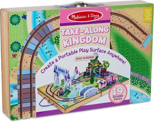 Miniatura 6 de Melissa & Doug 19 piezas de madera para llevar a lo largo de la mesa Kingdom - Carruaje, caballo, unicornio, dragón, más Reino