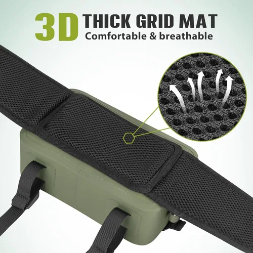 Miniatura 5 de THKFISH Riñonera de pesca impermeable con soporte para caña de pescar, cierre hermético con cremallera, bolsa ligera para pesca con mosca Verde