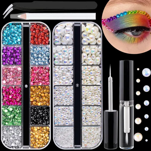 Miniatura 12 de Kits de diamantes de imitación de espalda plana, diamantes de imitación coloridos+gemas de cristal AB con pegamento de secado rápido+lápiz