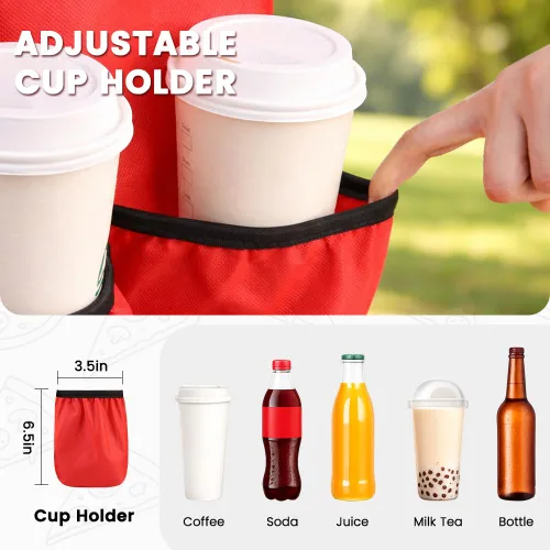 Miniatura 3 de Bolsa de entrega de alimentos con aislamiento con 4 portavasos, bolsas de comestibles aisladas extra grandes para mantener los alimentos Rojo