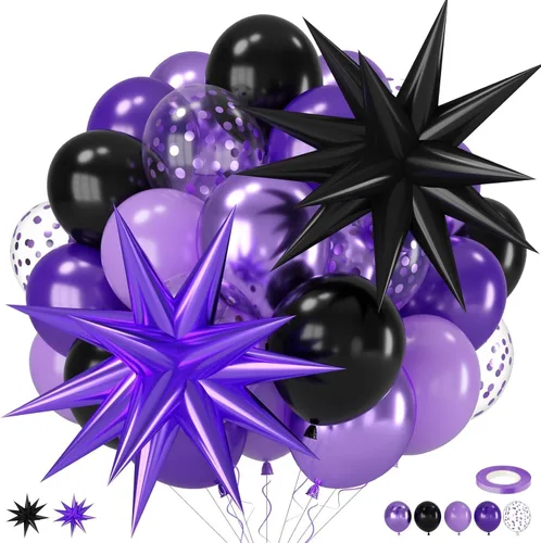 Miniatura 13 de Globos negros y rojos amarillos azules, globos de confeti de 12 pulgadas negros rojos amarillos azules verdes plateados metálicos con globo