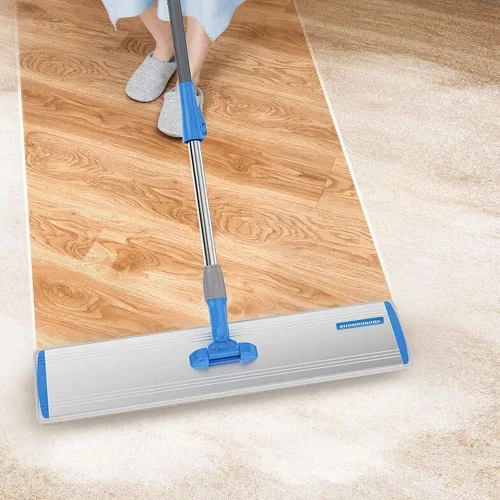 Miniatura 7 de Trapeadores húmedos de microfibra de 24 pulgadas, trapeador de piso plano resistente, mango ajustable con 4 trapos lavables