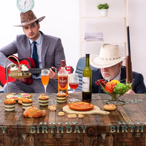 Miniatura 7 de BBTO 3 manteles occidentales para decoración de fiesta de cumpleaños, mantel de feliz cumpleaños del oeste, mantel de plástico occidental