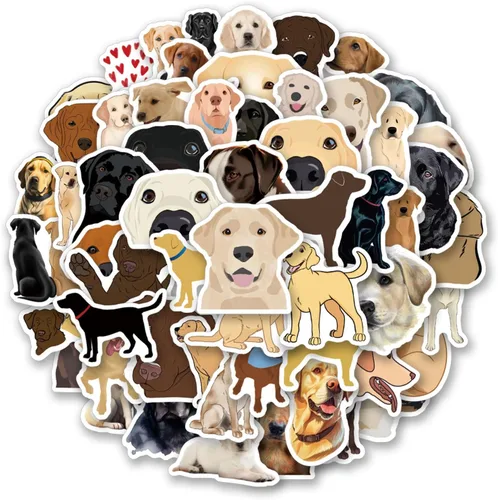 Miniatura 2 de 60 calcomanías de vinilo impermeable estético lindo dibujos animados animales perros calcomanías calcomanías para laptop, botellas de agua