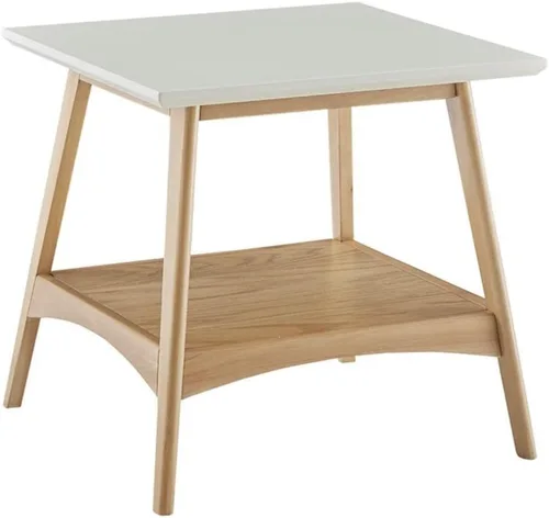 Madison Park Parker - Mesa auxiliar moderna de mediados de siglo con marco y patas de madera maciza, estante inferior, fácil montaje, muebles de
