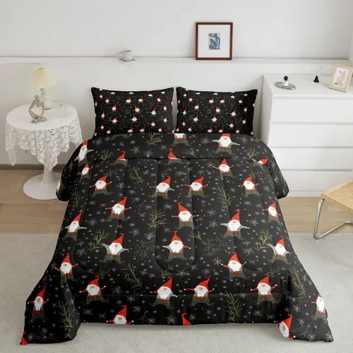 Miniatura 7 de Erosebridal Juego de edredón de Navidad, tamaño individual, relleno de edredón mágico de invierno con copos de nieve para adultos, niños, mujeres
