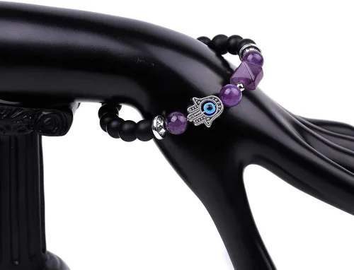 Miniatura 3 de Lmcheny Natural Healing Crystal Stretch Beaded Bracelet, Evil Eye Pyramid Chakra Bracelet Healing Stone Handmade Bracelet for Women