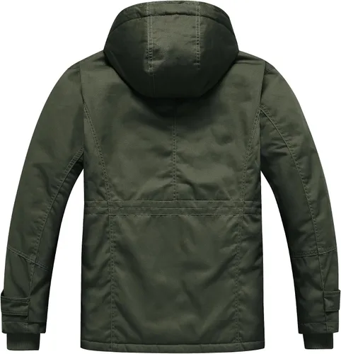 Miniatura 3 de Chaquetas gruesas de invierno para hombre, con forro polar, chaquetas gruesas con capucha, chaquetas de trabajo, abrigo de algodón militar