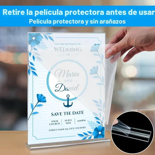 Miniatura 3 de EHWINE Soporte acrílico para letreros de 8.5 x 11 pulgadas, paquete de 10 soportes de doble cara para letreros de mesa, marco de fotos acrílico