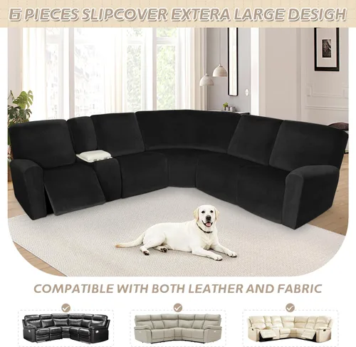 Miniatura 676 de Arfntevss Fundas de sofá seccional reclinable de terciopelo, Funda de sofá seccional de esquina para sofá reclinable, Funda elástica suave