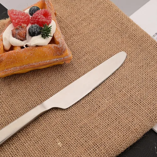 Miniatura 2 de Cuchillo de cena de 8 piezas, acero inoxidable 18/10 de plata mate para el hogar, restaurante, fiesta, uso diario de mantequilla (9 pulgadas)