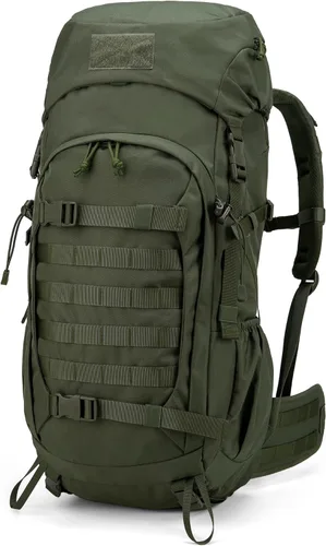 Mardingtop Mochila de senderismo de 50 litros, mochila de mochilero con cubierta de lluvia para senderismo, mochilero, rucking, camping, Verde