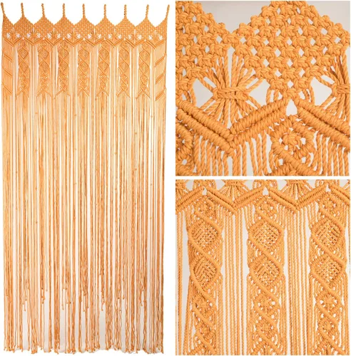 Miniatura 12 de Cortinas de Macramé para Puertas, Colgante de Pared de Macramé, Cortina de Puerta con Cuentas, Telón de Fondo Boho, Cuentas Colgantes para Puertas