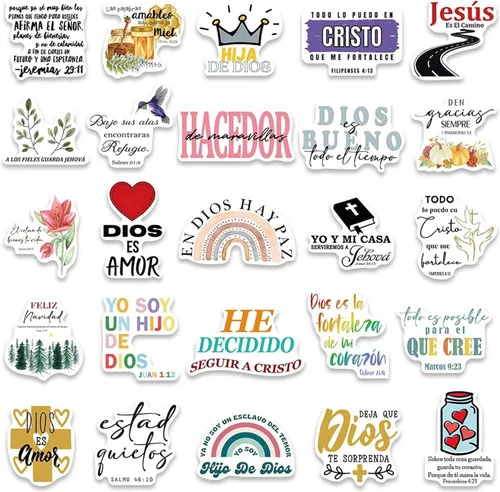 Miniatura 9 de Calcomanías cristianas de Jesús en español, inspiradoras en español, 50 unidades, calcomanías de fe con versículos bíblicos Kechup Biblia