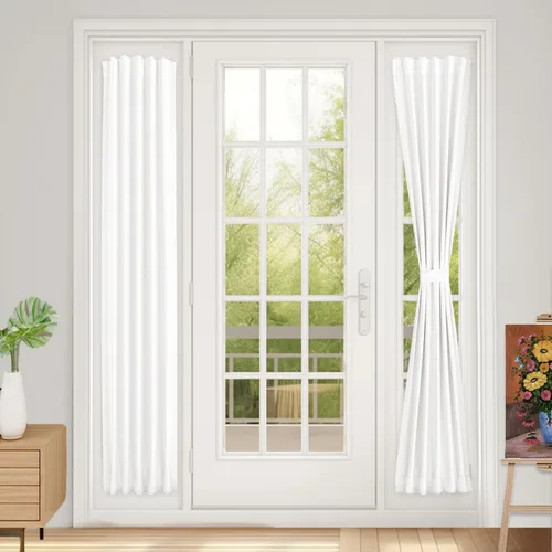 Miniatura 35 de Vatge - Cortinas autoadhesivas para puerta francesa, tratamiento de ventana con filtro de luz sin varillas ni perforaciones para puertas de cristal
