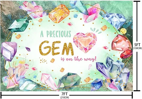 Miniatura 5 de AIBIIN Telón de fondo para baby shower de 7 x 5 pies para niña, una preciosa gema está en camino, fondo de fotografía con purpurina, joya