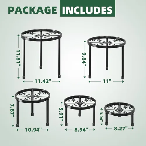 Miniatura 2 de Simple Trending Soporte de metal para plantas de interior y exterior, soporte resistente para macetas de flores, de hierro antioxidante, soporte