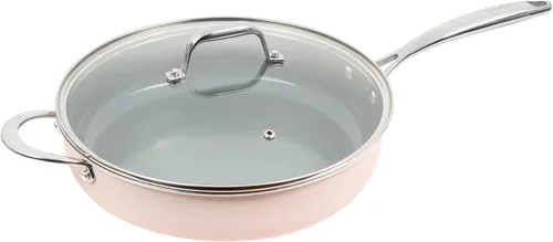 Miniatura 10 de Goodful Sartén antiadherente de cerámica de 11 pulgadas, ollas y sartenes aptas para lavavajillas, mango de acero inoxidable de agarre cómodo, Crema