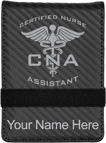 Miniatura 10 de LaserGram Mini padfolio con bloc de notas y bolígrafo, asistente de enfermera certificada por la CNA, grabado personalizado incluido (verde azulado)