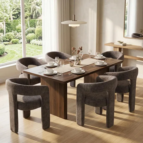 Miniatura 39 de HNY Silla moderna de cocina y comedor de estilo barril, silla de acento tapizada en cuero sintético PU con brazo, silla de lado de 47 cm de ancho