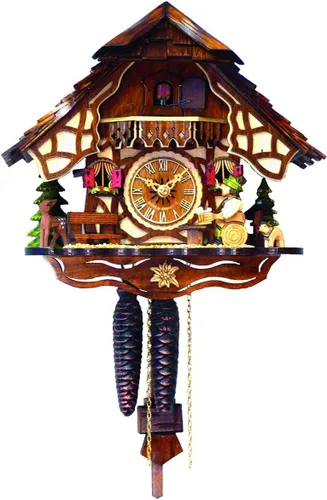 4162 Engstler - Reloj de cuco impulsado por peso, tamaño completo, 9.5 pulgadas de alto x 10.5 pulgadas de ancho x 6.5 pulgadas de profundidad,