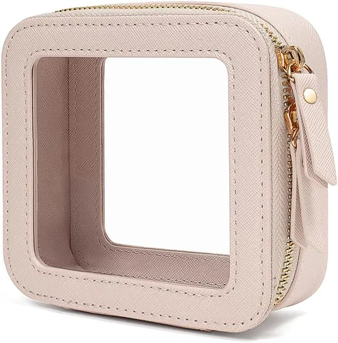 Miniatura 23 de Bolsa de maquillaje transparente pequeña, aprobada por la TSA, bolsa de aseo portátil con cremallera, bolsa de viaje para cosméticos, estuche Rosa