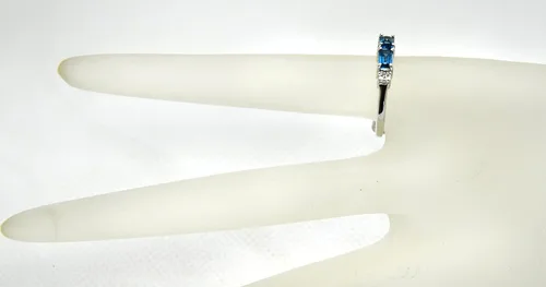 Miniatura 5 de RB Gems - Anillo de plata de ley 925 (topacio azul de Londres, granate, 0,92 quilates, acabado rodiado)