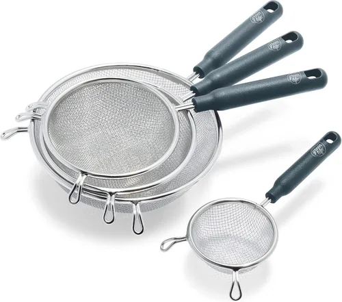 Miniatura 6 de GreenLife Herramientas y utensilios de cocina, 2 piezas de colador de malla de acero inoxidable extrafino, asas para mantenerse fresco, apto