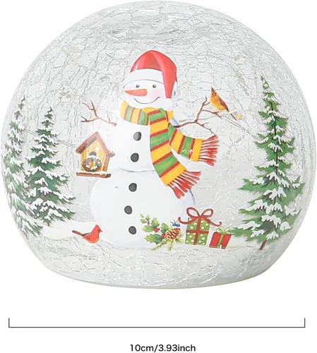 Miniatura 2 de Decoraciones de Navidad para interiores, decoración de árboles de muñeco de nieve, bola de cristal agrietado con luces LED para decoración
