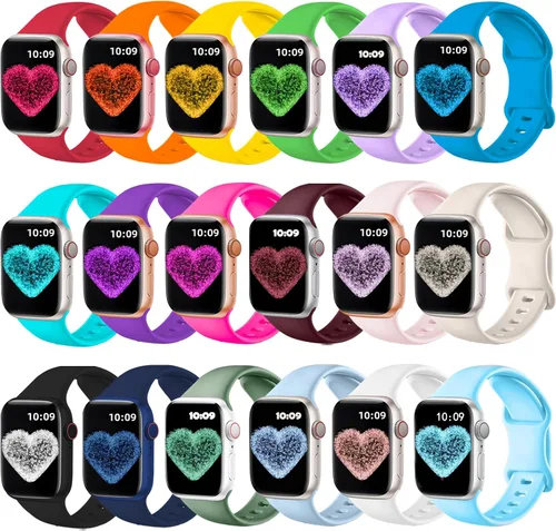 Paquete de 18 correas de reloj compatibles con Apple Watch de 1.496 in 1.575 in 1.614 in 1.654 in 1.732 in 1.772 in 1.811 in 1.929 in, correa
