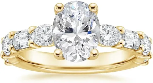 Miniatura 3 de IGI - Anillo de compromiso de diamantes de talla excelente ovalada blanca de 2.50 quilates con diamantes de laboratorio creados en laboratorio