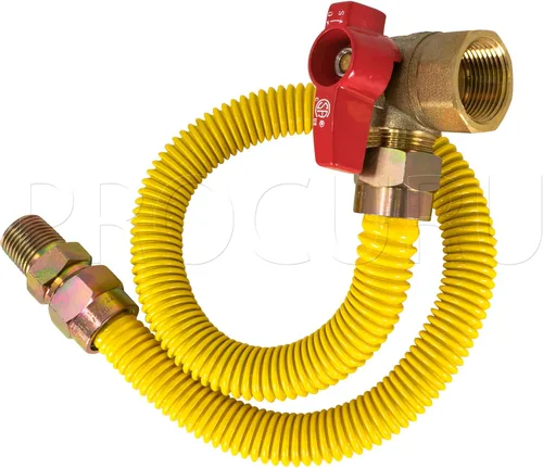 Miniatura 3 de PROCURU Kit de conector flexible de gas de 5/8 pulgadas de diámetro exterior x 12 pulgadas de largo con válvula de ángulo de 3/4 pulgadas