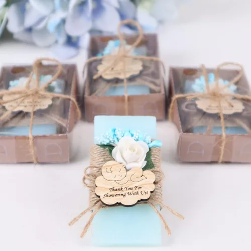 Miniatura 3 de HTF Paquete de 5 Mini Jabones Personalizados con Aroma a Océano, Recuerdos de Baby Shower, Regalos de Baby Shower, Recuerdos de Jabón Perfumado