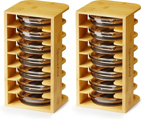 Miniatura 8 de Organizador de tapas de vaso de bambú SpaceAid para gabinete de cocina, organizador de tapas de botella de agua para organización de clóset