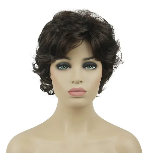Miniatura 14 de Lydell Pelucas cortas y onduladas de 6 pulgadas, cabello sintético completo, estilo clásico (12TT26 marrón claro con reflejos)