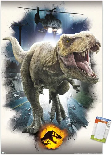Miniatura 11 de Trends International Jurassic World: Dominion - Póster de pared focal de T. Rex, 22.375 x 34 pulgadas, versión enmarcada de madera de granero