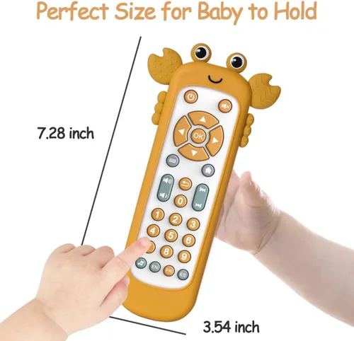 Miniatura 6 de Juguete de control remoto para televisión para bebé con lindo cangrejo de silicona suave, juguete de dentición realista para bebé, juguete musical