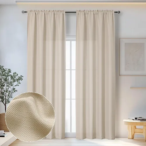 Miniatura 72 de OWENIE Bob Juego de 2 Paneles de Cortinas Negras de Cocina para Ventanas de 36 Pulgadas de Largo, Cortinas Cortas de Café con Textura de Lino