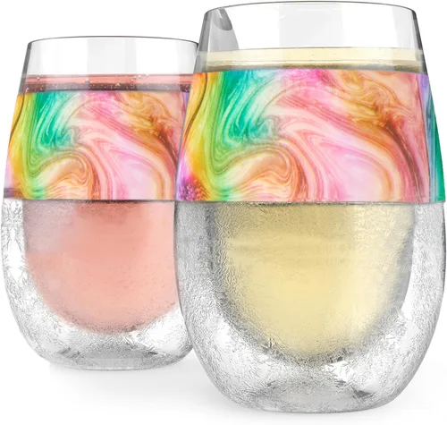 Miniatura 14 de Host Set de Tazas para Vino Congelables de 2 - Tazas de Plástico de Doble Pared Aisladas para Enfriar Vino con Gel Congelable, Vasos de Vino