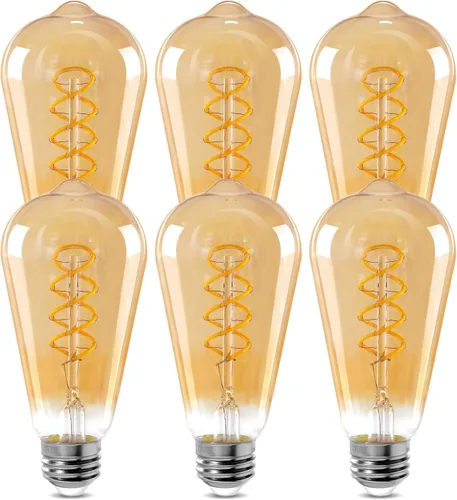 Miniatura 10 de ST64 Bombillas LED E26 Vintage Edison, vidrio ámbar claro, regulable, 4 W (equivalente a 40 W) 300 lúmenes, 2500 K blanco cálido, diseño de ámbar
