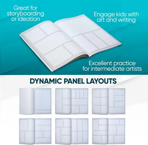 Miniatura 4 de KOALA TOOLS - Blank Comic Book, Draw-It-Yourself Comic Sketch Book with Dynamic Panels, 6.6 x 10 Inches, 28 Pages, Pack of 1