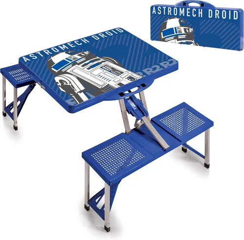 Miniatura 2 de PICNIC TIME Star Wars R2-D2 - Mesa de picnic plegable con asientos, juego de mesa y banco de aluminio plegable con agujero para paraguas, mesa Star