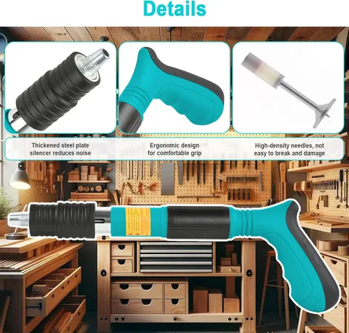 Miniatura 7 de Kit de Pistola de Clavos de Concreto con 110 Clavos, Pistola de Clavos de Acero Manual Ajustable de 5 Velocidades, Herramienta Eléctrica de Fijación