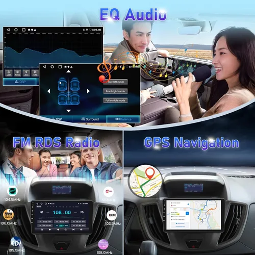 Miniatura 8 de [2+64] Radio de coche para Ford Transit 150 250 350 2015-2019, pantalla táctil Android estéreo de 9 pulgadas con Carplay y Android Auto, GPS, WiFi