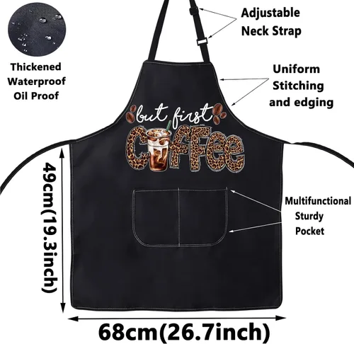 Miniatura 2 de WZMPA Delantal para amantes del café para mujeres y hombres, delantal para fanáticos del café, delantal ajustable con bolsillos para camarera barista